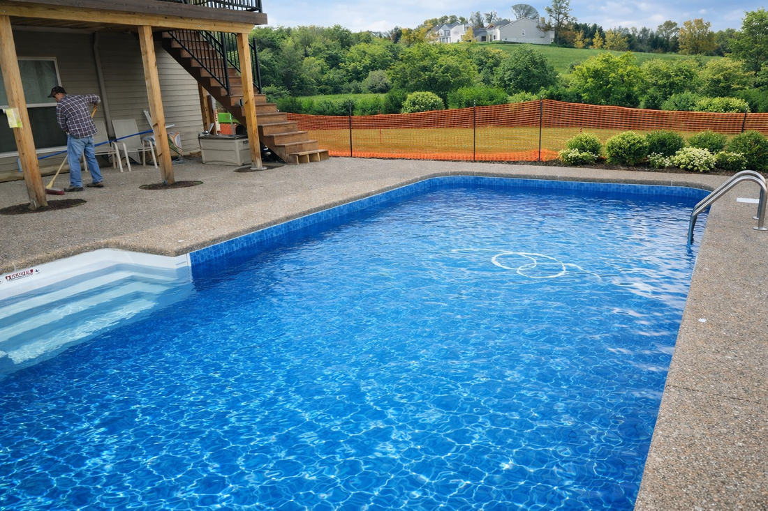 New in ground pool project nearly completed